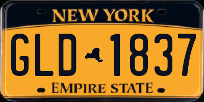NY license plate GLD1837