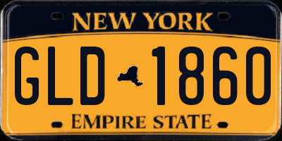 NY license plate GLD1860