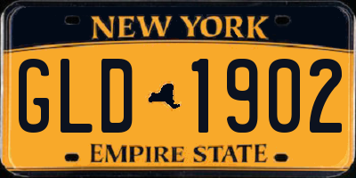 NY license plate GLD1902