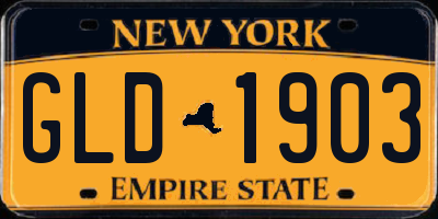 NY license plate GLD1903