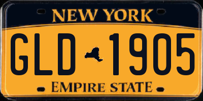 NY license plate GLD1905
