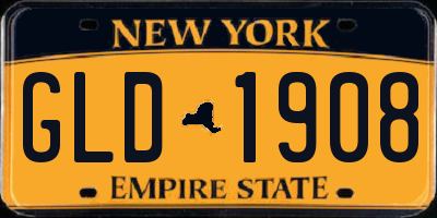 NY license plate GLD1908