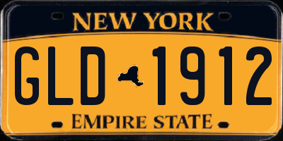 NY license plate GLD1912