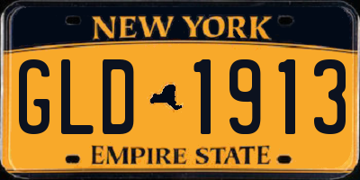 NY license plate GLD1913