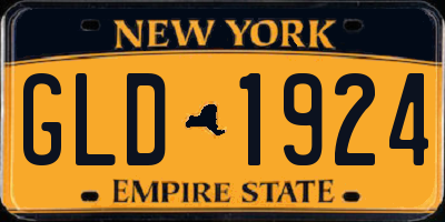 NY license plate GLD1924