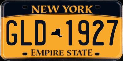 NY license plate GLD1927