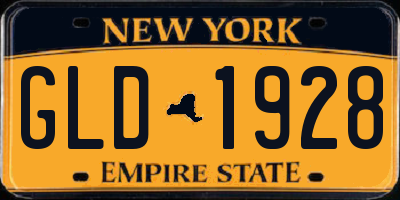 NY license plate GLD1928