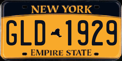 NY license plate GLD1929