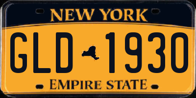 NY license plate GLD1930
