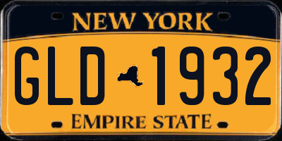 NY license plate GLD1932