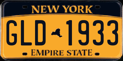 NY license plate GLD1933