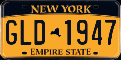 NY license plate GLD1947