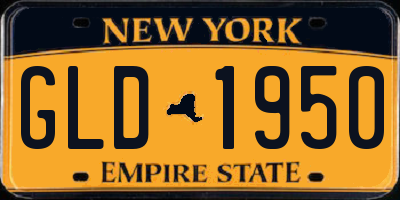 NY license plate GLD1950