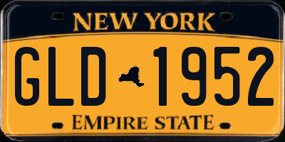 NY license plate GLD1952