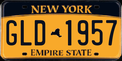 NY license plate GLD1957