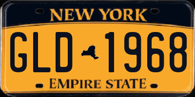 NY license plate GLD1968