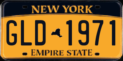 NY license plate GLD1971
