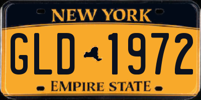 NY license plate GLD1972