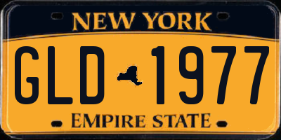 NY license plate GLD1977