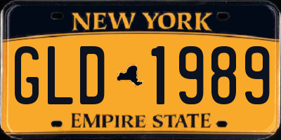 NY license plate GLD1989