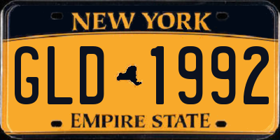 NY license plate GLD1992