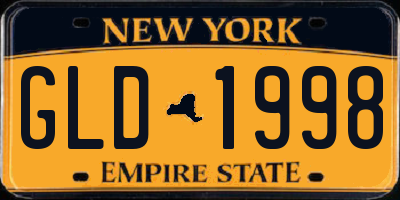 NY license plate GLD1998