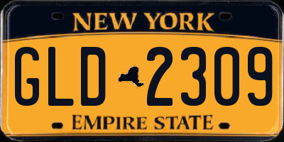 NY license plate GLD2309