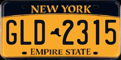 NY license plate GLD2315