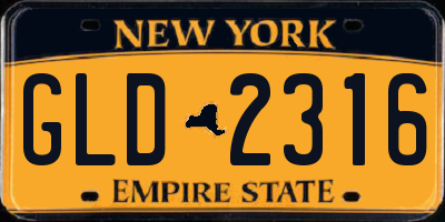 NY license plate GLD2316