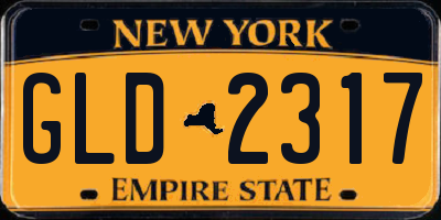 NY license plate GLD2317