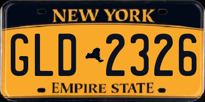 NY license plate GLD2326
