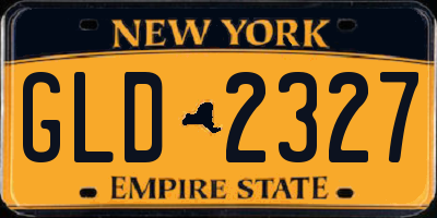 NY license plate GLD2327