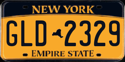 NY license plate GLD2329