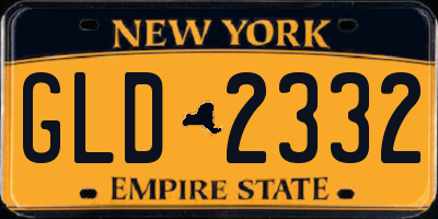 NY license plate GLD2332