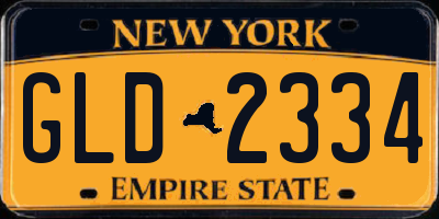 NY license plate GLD2334