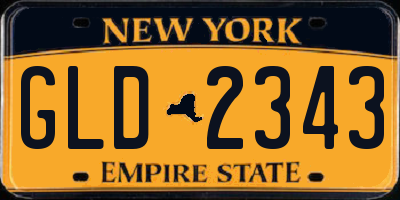 NY license plate GLD2343