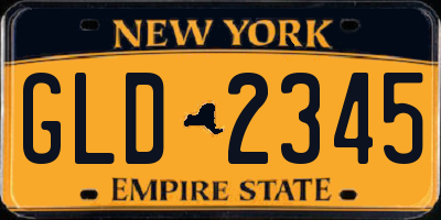 NY license plate GLD2345