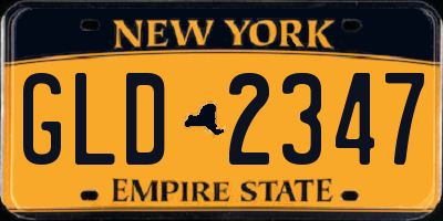 NY license plate GLD2347
