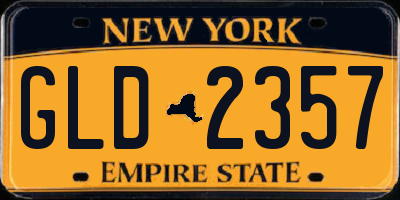 NY license plate GLD2357