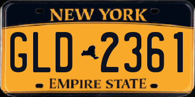 NY license plate GLD2361