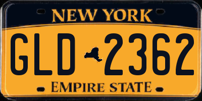 NY license plate GLD2362
