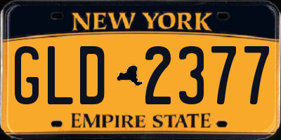 NY license plate GLD2377