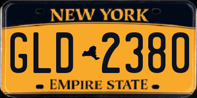 NY license plate GLD2380