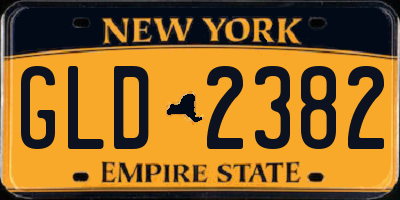 NY license plate GLD2382