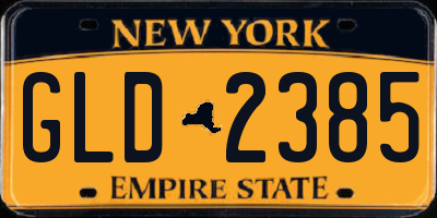 NY license plate GLD2385