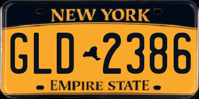 NY license plate GLD2386