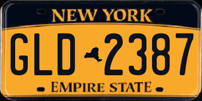 NY license plate GLD2387