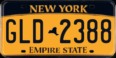 NY license plate GLD2388
