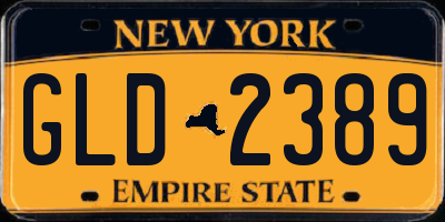NY license plate GLD2389