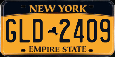 NY license plate GLD2409
